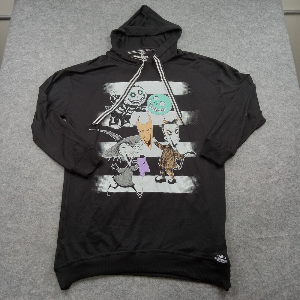 Nightmare Before Christmas Hoodie Womens Large Jack Skellington Movie Sweatshirt